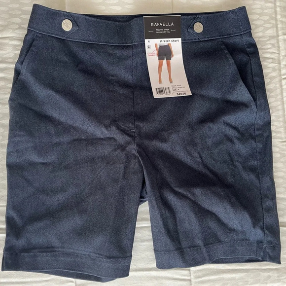 NWT Rafaella Size 4 Blue Stretch Short High Waist 7” Inseam Classic Preppy - Picture 1 of 9